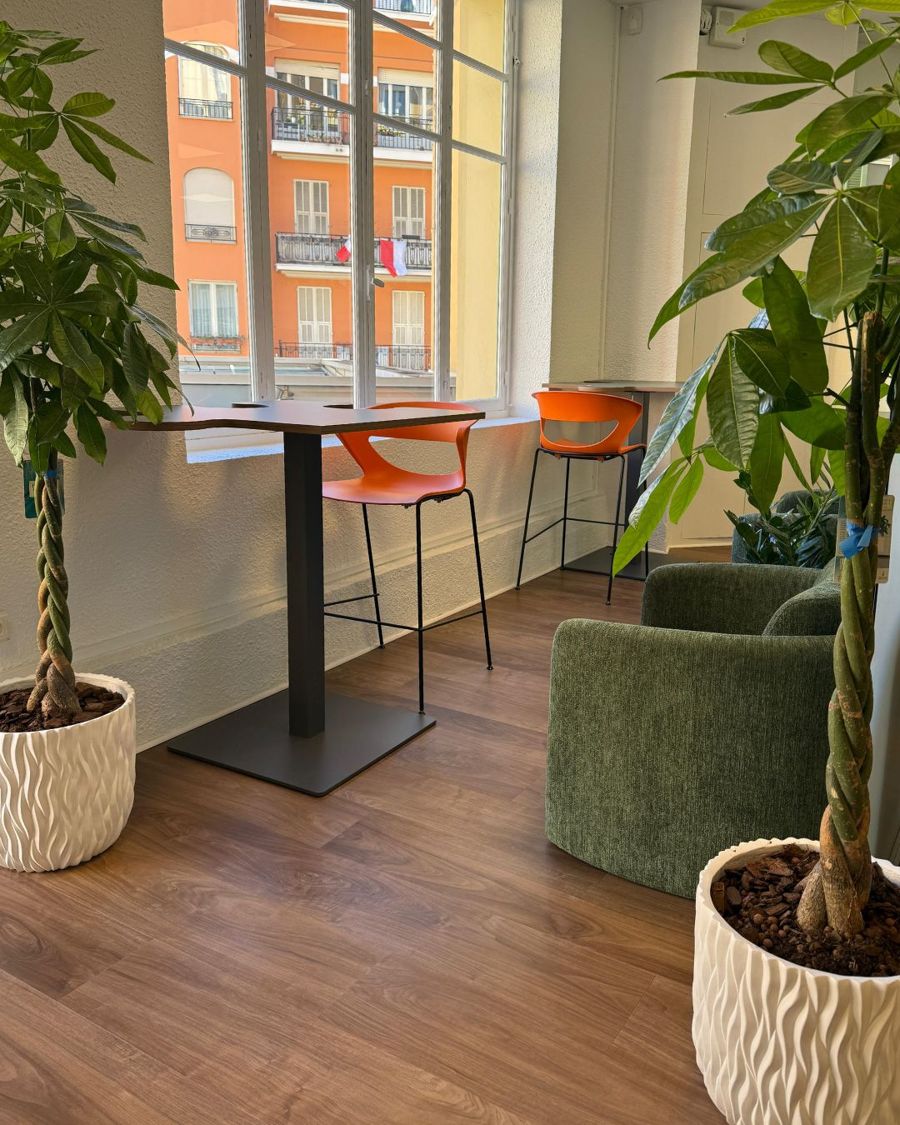 Tables hautes et plantes dans l'open space Puzzle